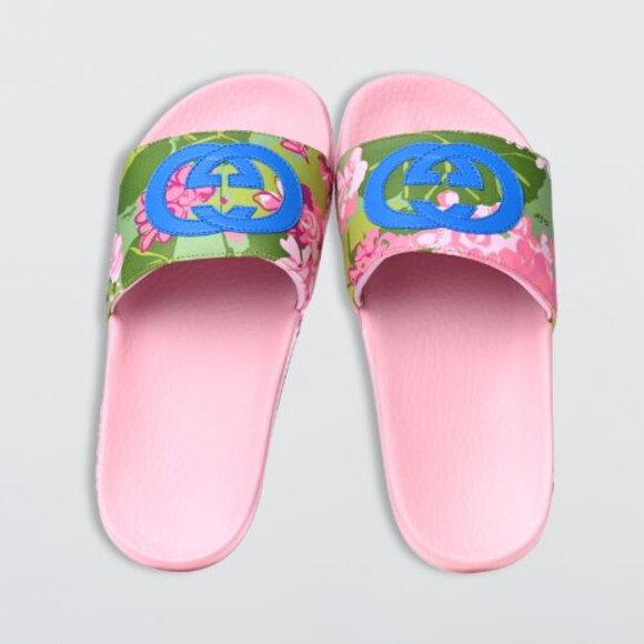 Gucci x Ken Scott Rubber Infinity Zia Floral Slide Sandals Multicolor 42 NIB - Picture 2 of 16
